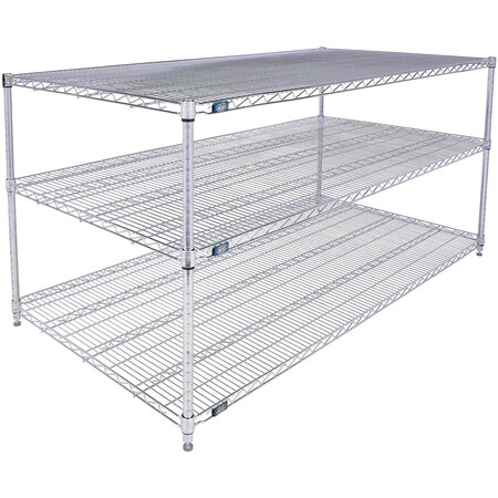 Nexel 3 Shelf, Chrome Wire Shelving Unit, Starter, 72inW x 36inD x 34inH B3124383